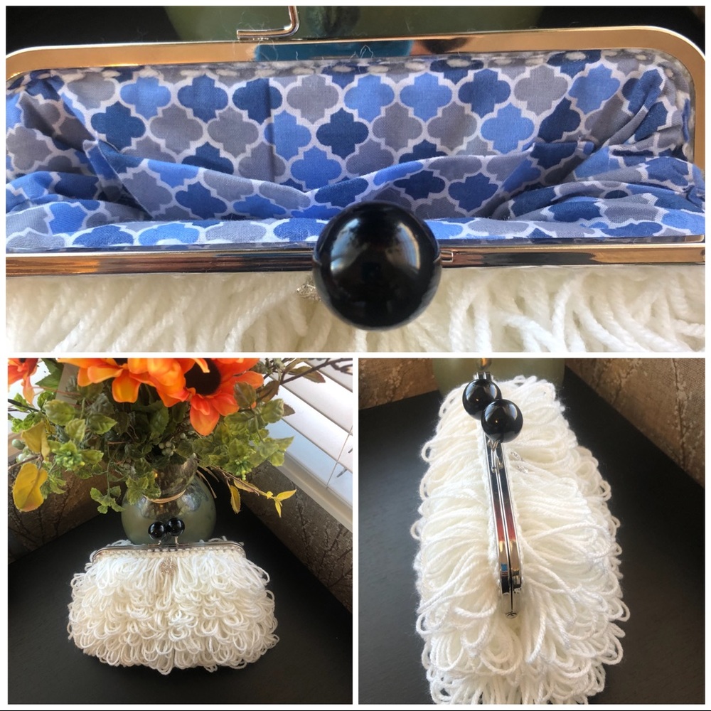 Clutch purse,White bag,Crochet bag, wedding bag